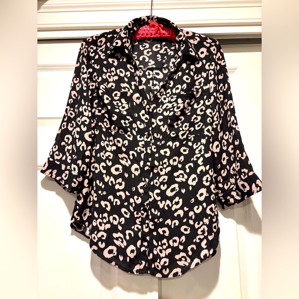 Leopard print dress shirt